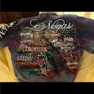 VTG Tony Alamo Las Vegas Strip Denim Jacket Size XS Signed/Worn By Loretta Lynn